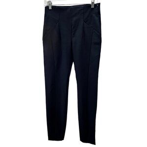 Zara Woman Tapered Pants M Navy Blue Career Casual Trouser Ankle Zip Front Seam